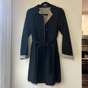 Elegant Jones New York Trench Coat Jacket Women’s Small Water Resident Black Tan